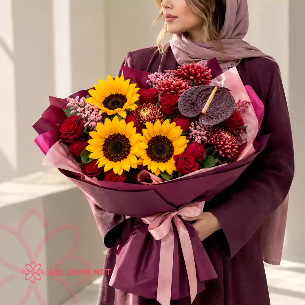 دسته گل زرشکی کد 017 - تصویر 2